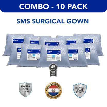 TOTAL BLOK3R disposable SMS gown, 10 packs of 10 gowns