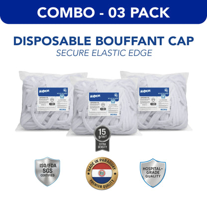 TOTAL BLOK3R disposable bouffant caps, 15 gsm non-woven