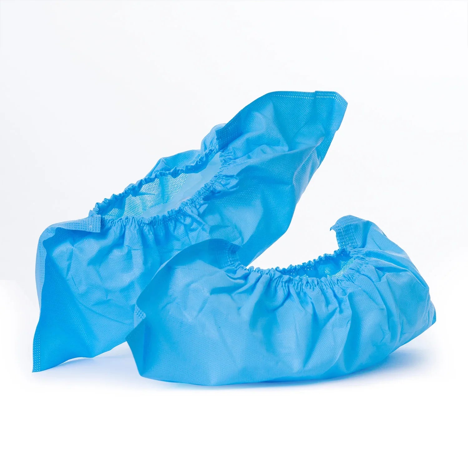 Disposable blue hospital shoe covers with elastic, bulk wholesale from MEGA USA