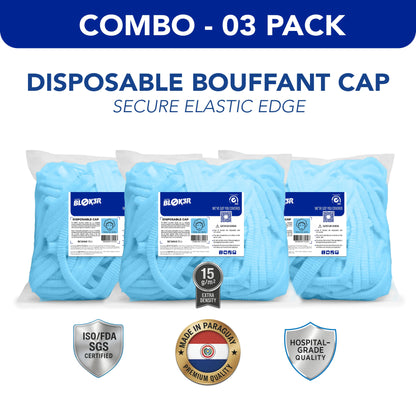 TOTAL BLOK3R disposable bouffant caps, 15 gsm non-woven