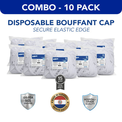 TOTAL BLOK3R disposable bouffant caps, 15 gsm non-woven
