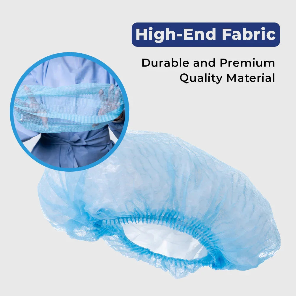 High-end blue disposable bouffant cap made of durable fabric for hospital use, MEGA USA wholesale
