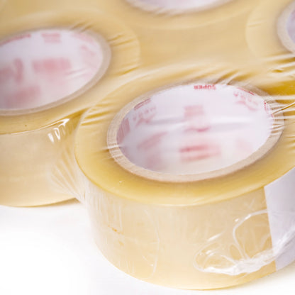Bulk pack of clear packaging tape rolls, suitable for shipping and warehouse use from MEGA USA