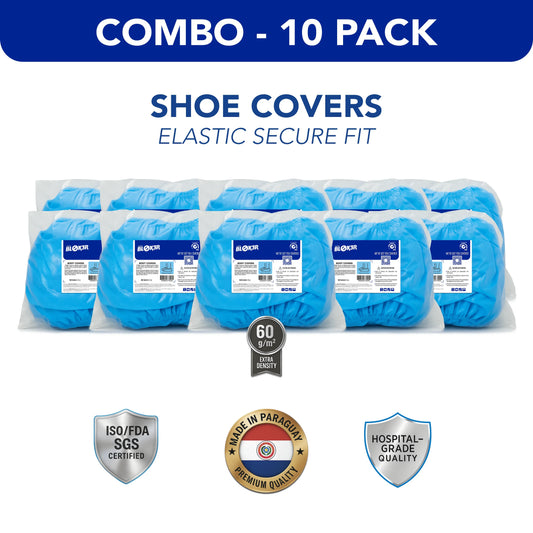 10 pack blue disposable hospital shoe covers with elastic, ISO and FDA certified, bulk wholesale