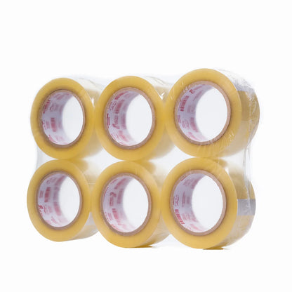 Six-pack of transparent packing tape rolls for bulk wholesale packaging supply